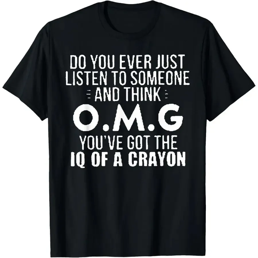 IQ of A Crayon Funny Sarcastic Quote T-Shirt, Black Humorous Graphic Tee, Sassy Mood Casual Top