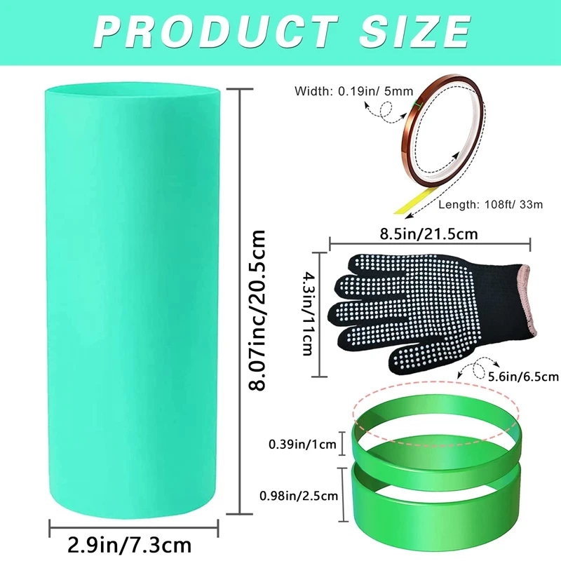 Sublimation Blanks Silicone Kits For 20Oz Skinny Straight Cups With Heat Resistant Gloves And Transfer Tapes For DIY Art