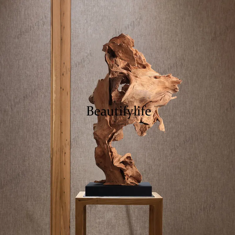 Natural weathered wood soft furnishings, large ornaments, B & B wabi sandy style dead wood decorative sculpture artwork