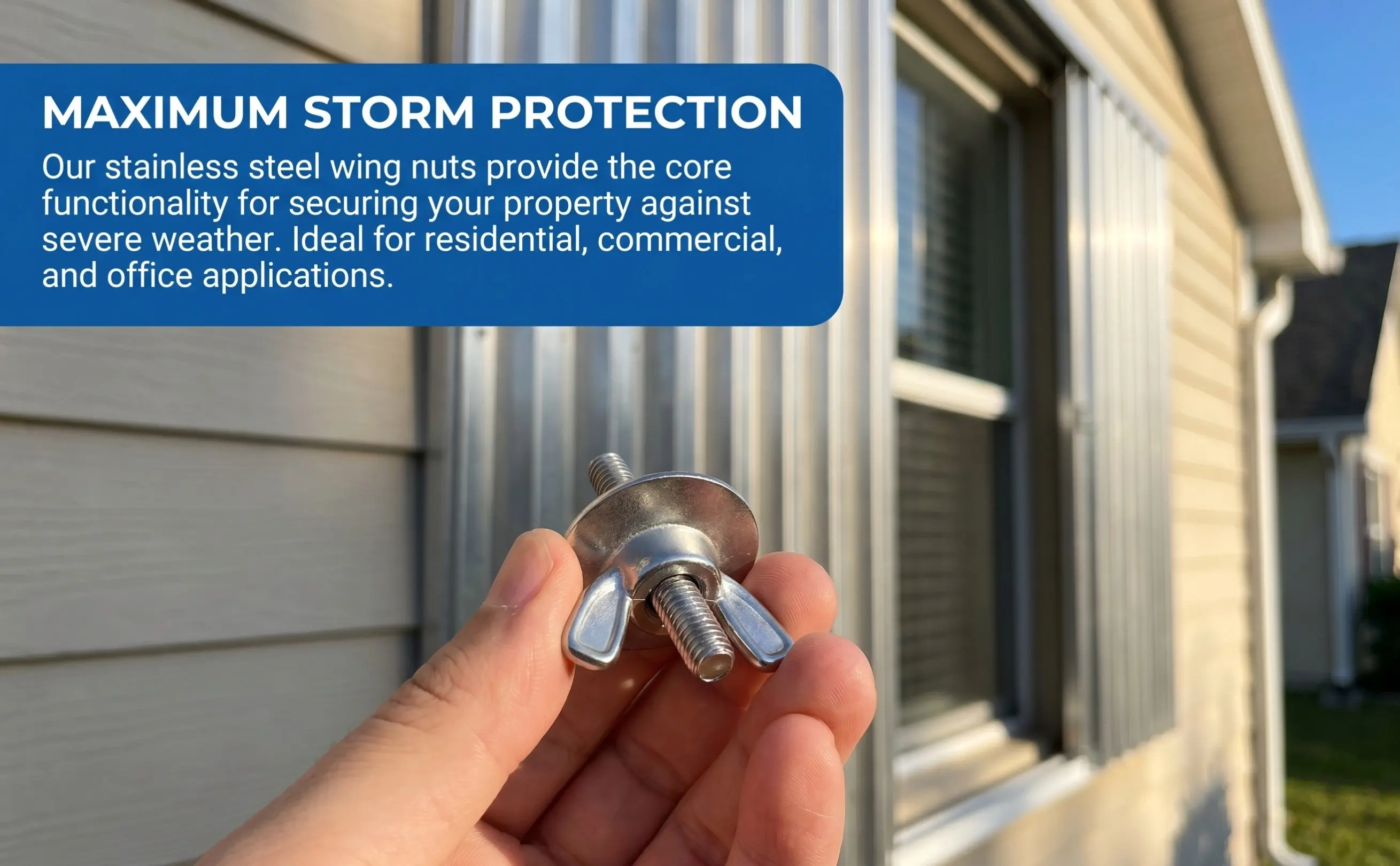 20Pcs Hurricane Shutter Wing Nuts Assorted Sizes Stainless Steel Finish Washer Base Installation Fast Release Storm Shutter