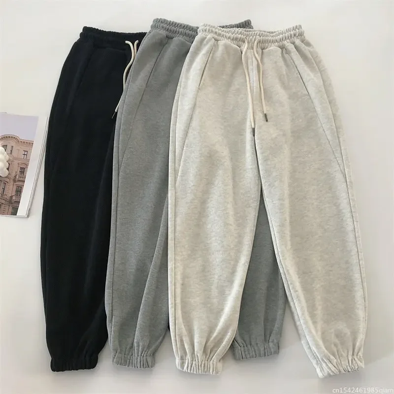 Women Workout Sport Joggers Pants Women Drawstring Fitness Jogger Thick Leggings with two side pockets Full length