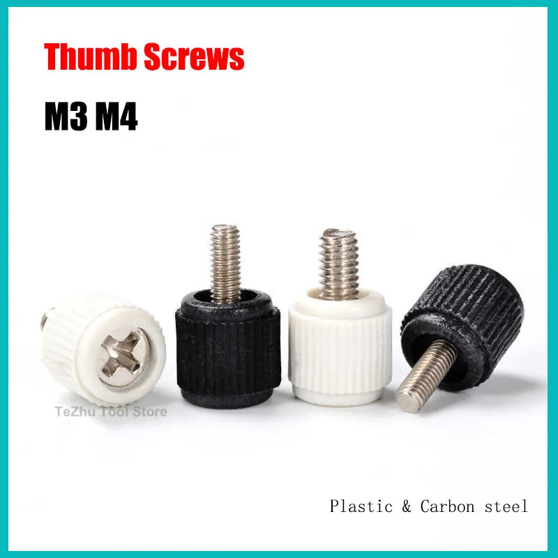 M3 M4 Thumb Screws knurled Head Thumb Bolt Machinery Tool Round Adjustment Hand Screw Computer Host Cross Plastic Small Screw