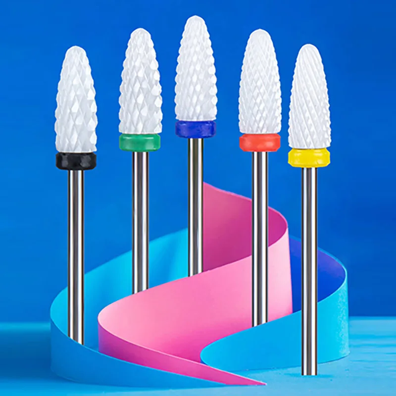 1pc Ceramic Nail Drill Bit for Manicure Removing Acrylic Gel Polish 3/32 Inch Milling Cutter Bits for Manicure Machine Pedicure