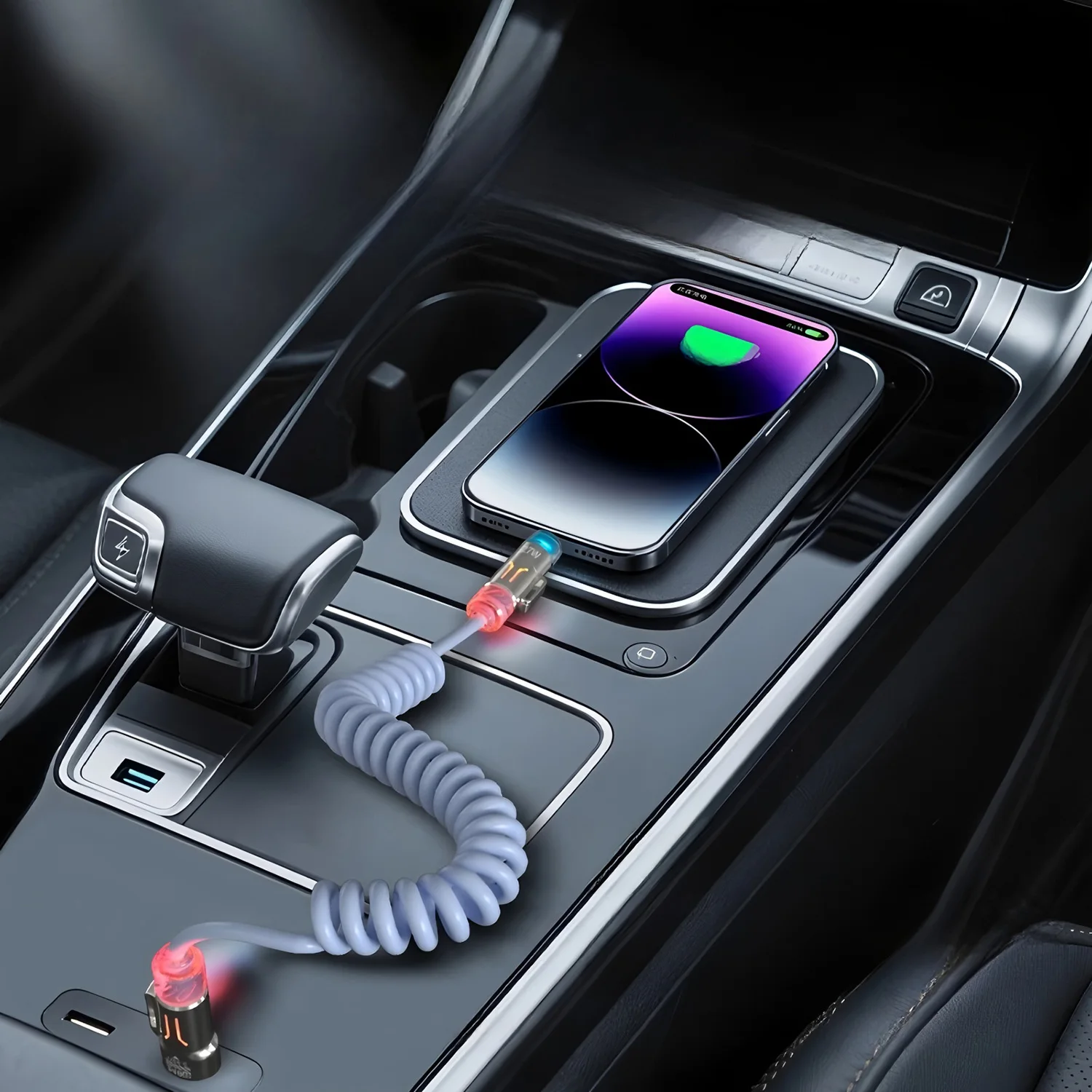 4 in 1 240 W Feder kurzes Datenkabel 6 A USB Typ C Feder Teleskop Schnellladegerät Drahtfeder USB-Kabel für iPhone 15 14 13 12