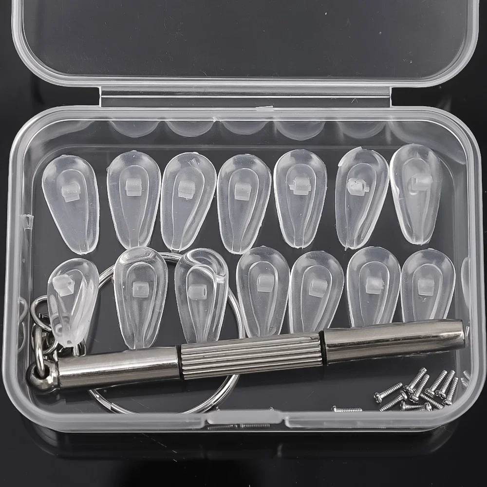 20Pcs/Set Silicone Glasses Nose Pad Airbag Soft Air Non-Slip Air Cushion Boles with Screws Screwdrivers Eyeglasses Accessories