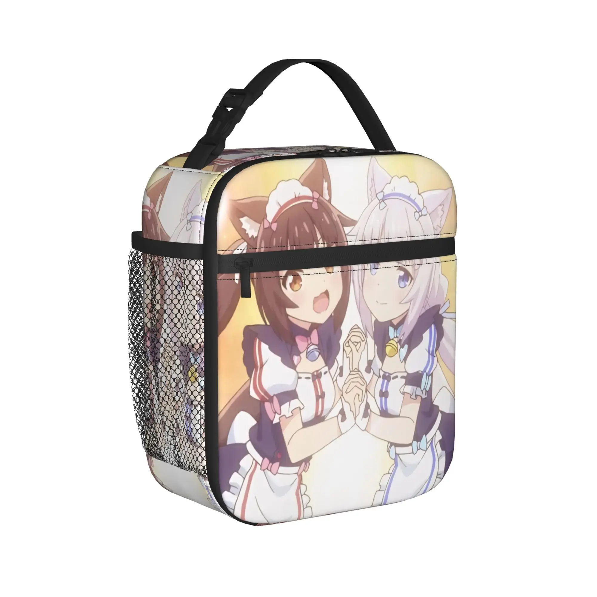 Twin Cat Girls Insulated Lunch Bag for Men Women  Food Container Bags Portable Cooler Thermal Lunch Box For Work