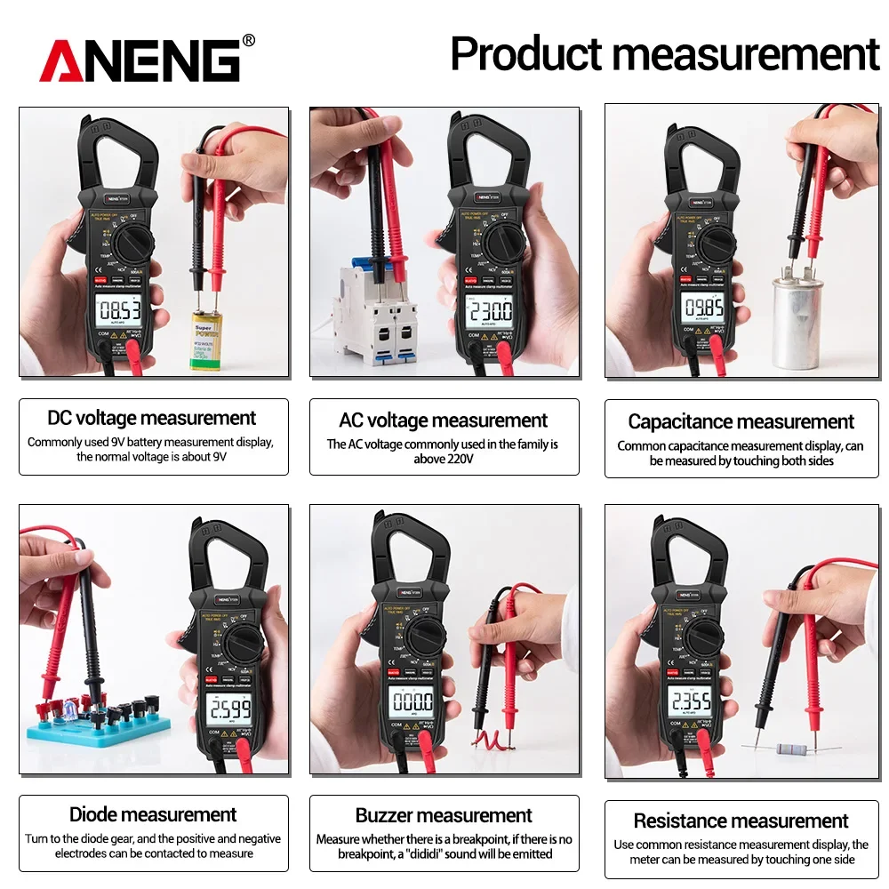 ANENG ST209 Digitális multimeter Ácskapocs Fogyasztásmérő 6000 counts Helyesen RMS ampulla DC/AC aktuális Ácskapocs teszter Méter Feszültségmérő 400v automat Lőtér