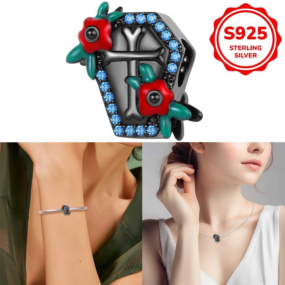 925 sterling silver pendant window flower string decoration suitable for original bracelet, men's and women's DIY jewelry gift