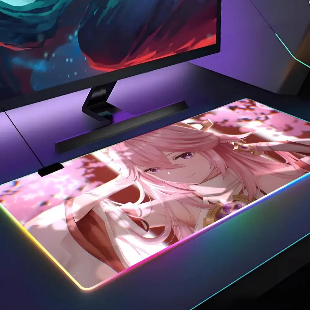 Genshin impact Jenny Yokobori Mouse Pad Gamer RGB Deskmat Keyboard Mat Gaming Laptops LED Mousepad Desk Protector Anime Mause Ma