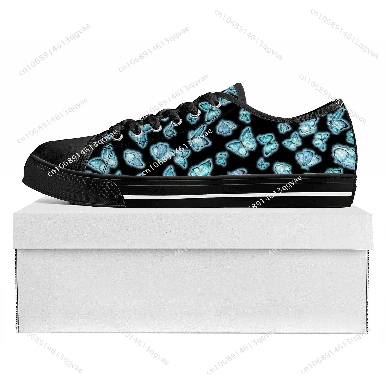 Butterfly Prints Low Top High Quality Sneakers Mens Womens Teenager Tailor-made Shoe Canvas Sneaker Casual Couple Shoes Black