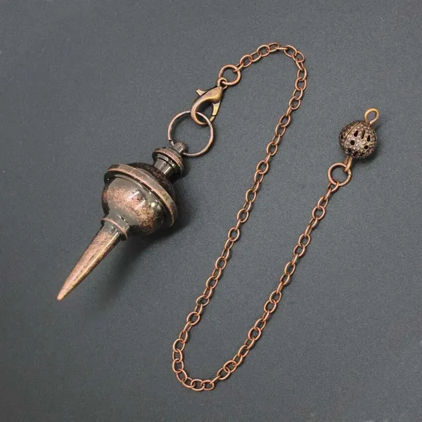 CSJA Metal Pendulum for Dowsing Divination Pendulos Spiral Gold Color Copper Cone Radiesthesia Pendulums Healing Pendule T027