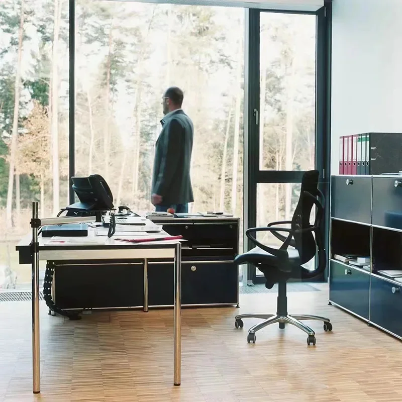 Stainless steel Internet celebrity computer desk, medieval desk, household sum conference desk, simple modern writing desk