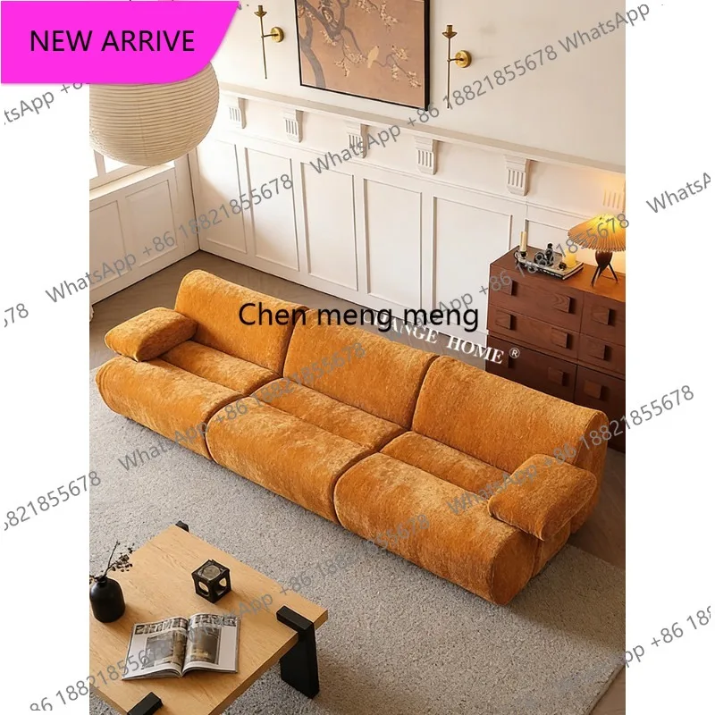 CC Italian minimalist chenille fleece bamboo sofa living room module combination curved corner sofa