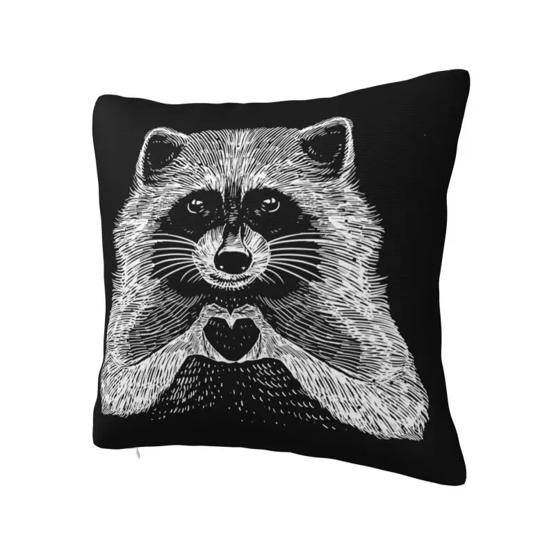 Cute Love Raccoon Throw Pillow Case Bedroom Decoration Fashion Racoon Panda Cushions Cover For Sofa Square Polyester Pillowcase