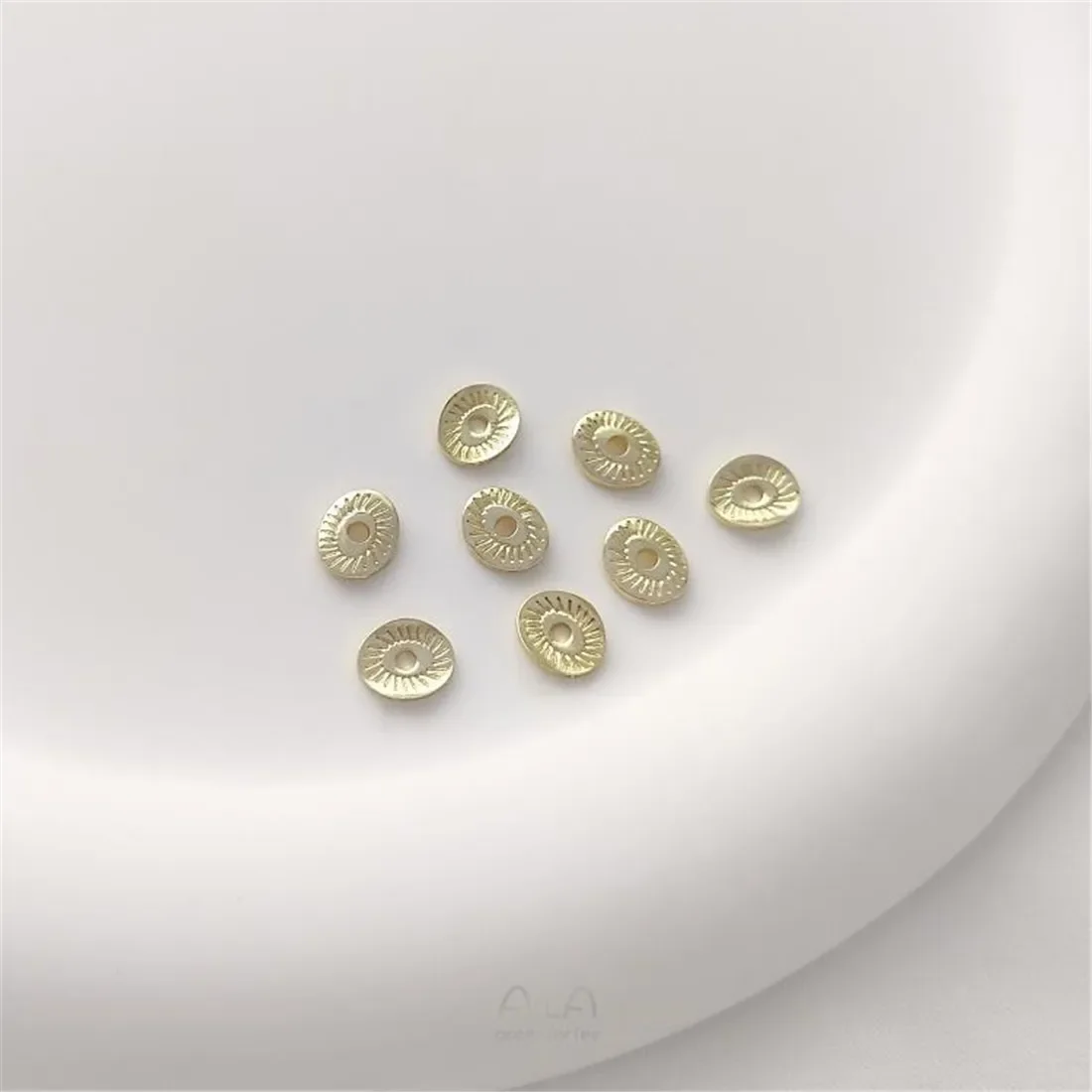 10PCS Lotus Leaf Spacer Oval Beads, 14K Gold Bright Silver Arc, DIY Earrings, Bracelet Jewelry Accessories, C333