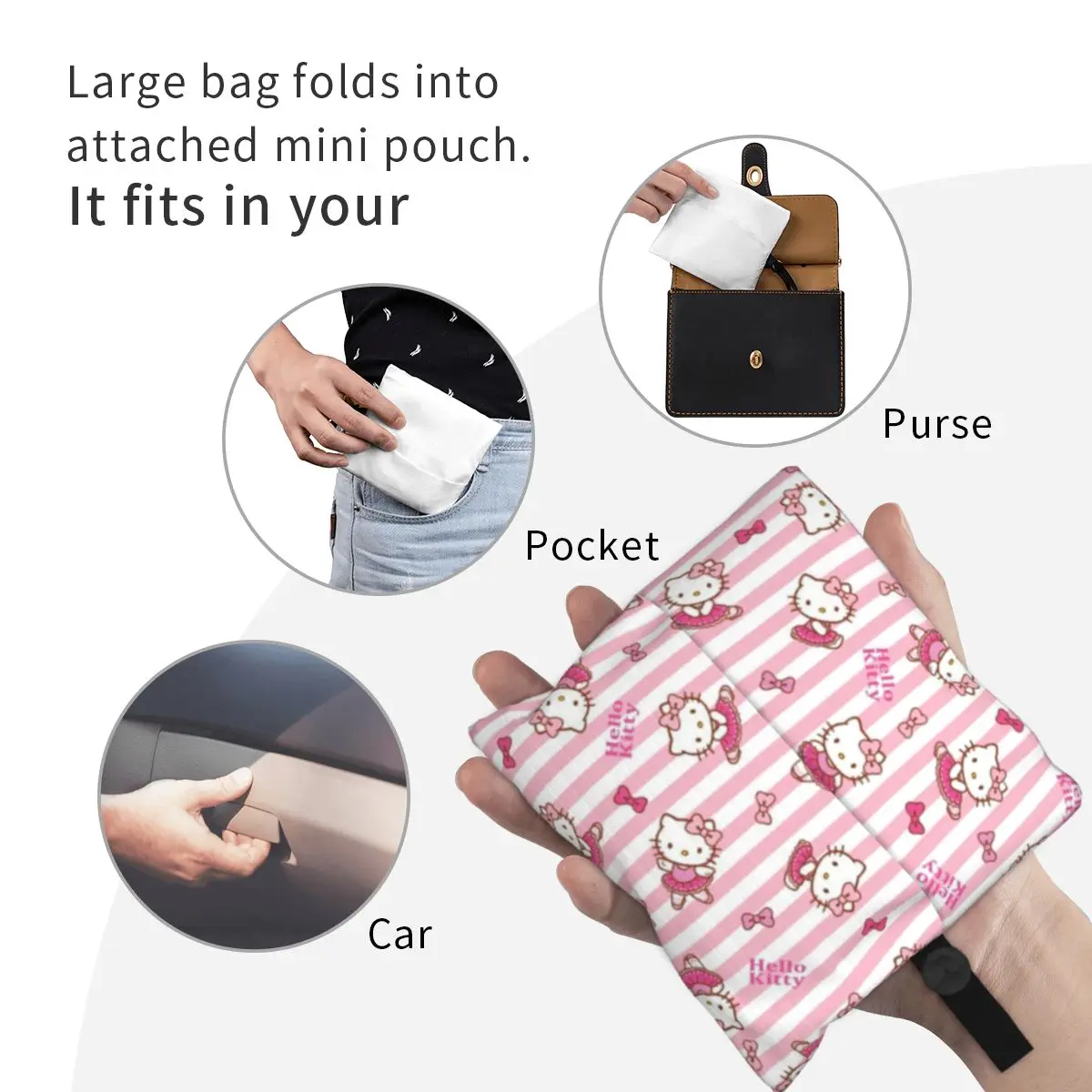 Borsa per la spesa personalizzata Hello Kitty borsa per la spesa divertente Shopper borse a tracolla borsa portatile Sanrio di grande capacità
