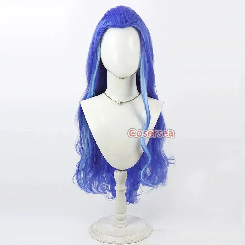 Cosersea Aorun تأثيري الباروكات Ne Zha 2 Aorun لعب الأدوار 90 سنتيمتر المرأة طويلة متموجة الأزرق مختلط الضوء الأزرق شعر مستعار الاصطناعية الشعر مقاومة للحرارة