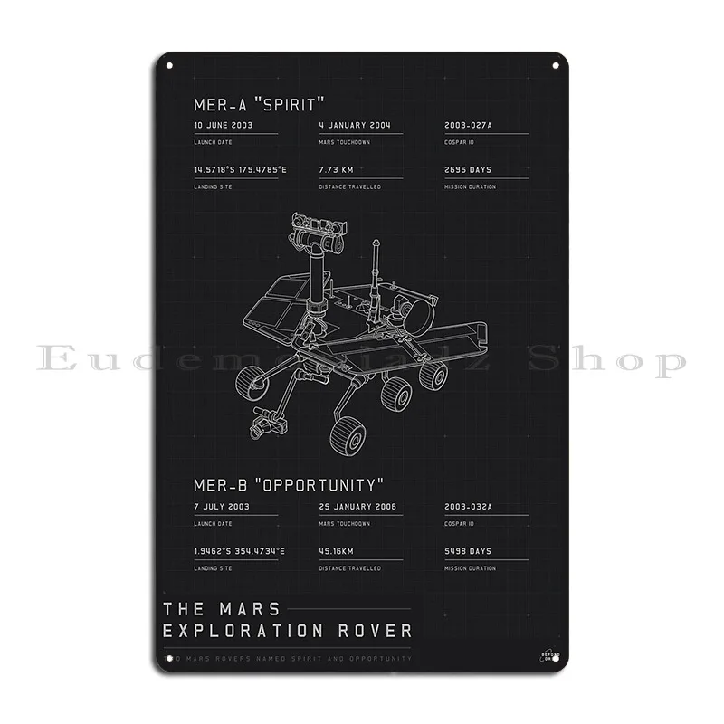 Mars Rover Blueprint Metal Sign Decoration Print Painting Cinema Mural Tin Sign Poster