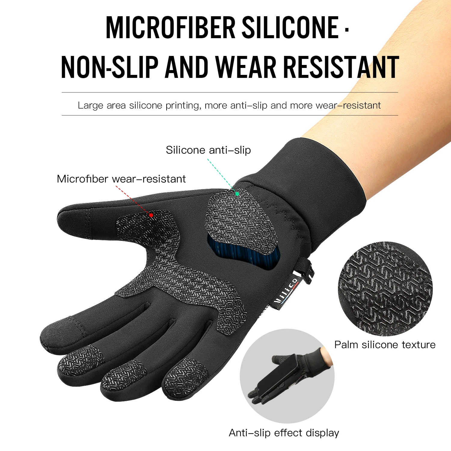 الرياضات الشتوية بالإضافة إلى قفازات مخملية دافئة للرجال والنساء شاشة تعمل باللمس تزلج ركوب الدراجات ركوب الدراجات قفازات خارجية مقاومة للبرد #5