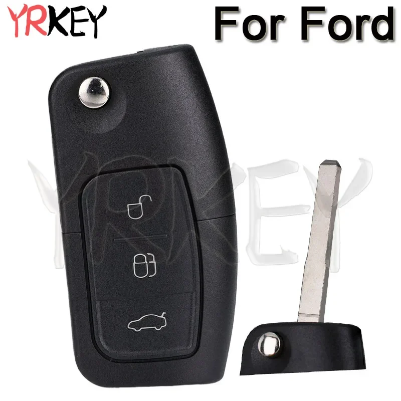 Key Case Housing Flip Folding Key Remote Control Fob Case Cover for Ford Focus Fiesta C Max K Explore Uncut Car Blank 3 Buttons