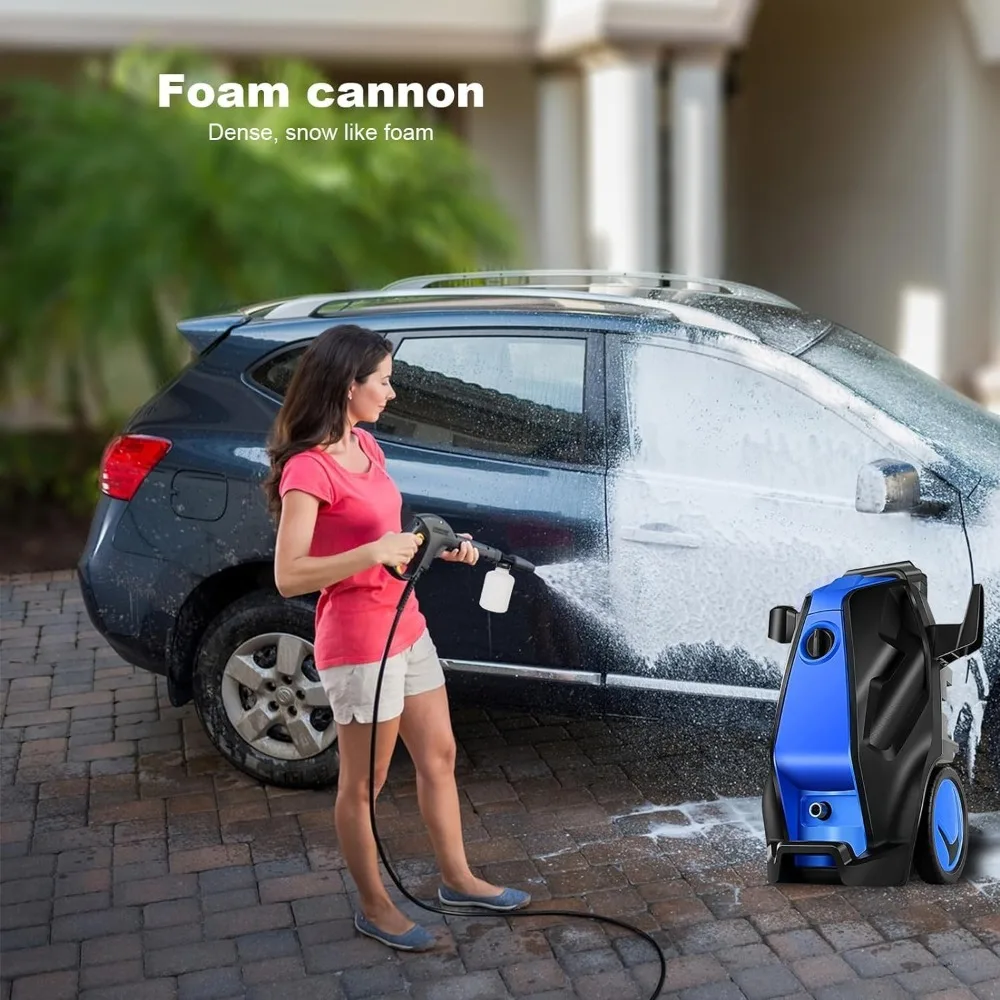 Myjka ciśnieniowa z wężem 10-metrowym, profesjonalna myjka ciśnieniowa, urządzenie do czyszczenia wysokociśnieniowego, pistolet do piany, 4 dysze