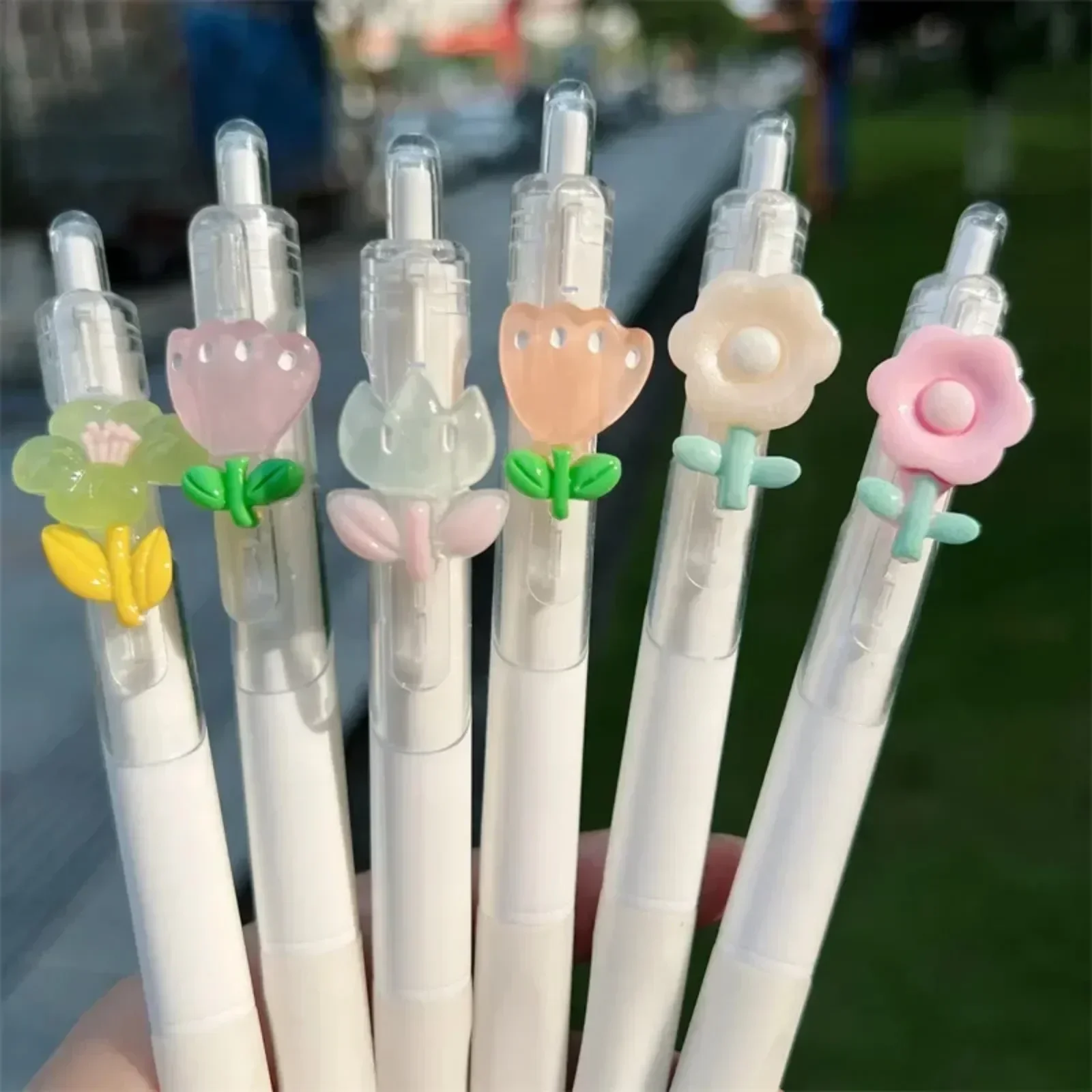 Girls Cute Mini Flower Gel Pens Black Ink Writing Pens Cute Korean Stationery Kids Writing Tools School Office Supplies