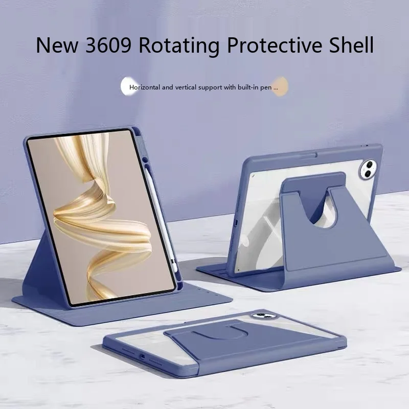 For  Honor Pad 13.3 12.3 12.1 11.5 11 10.8 10.4 Inch 360 Rotating Book Folio Case with Pen Slot and Stand