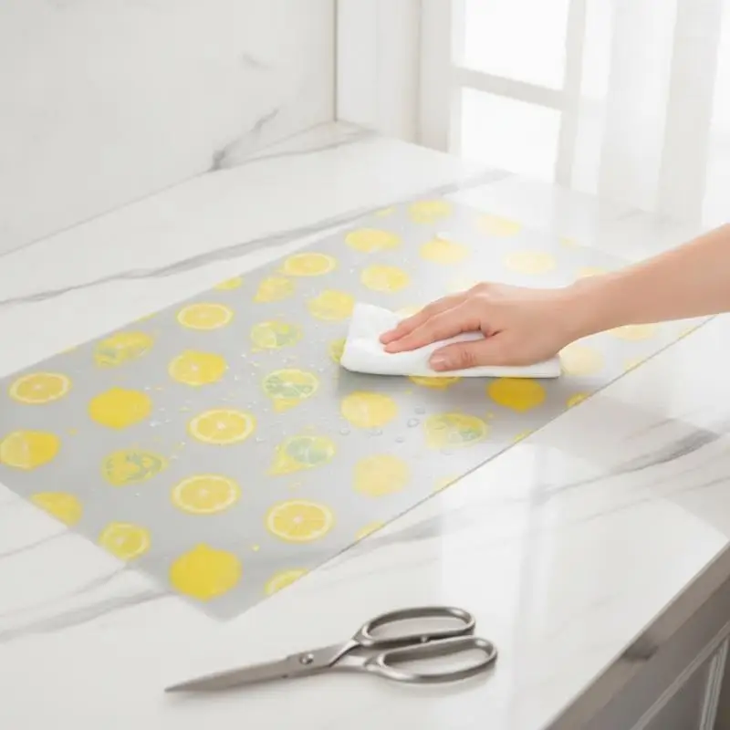 1 Roll Shelf Liner For Kitchen Cabinets EVA Waterproof Fridge Pad Cupboard Mat Easy Placemats Non-Adhesive Drawer Liner