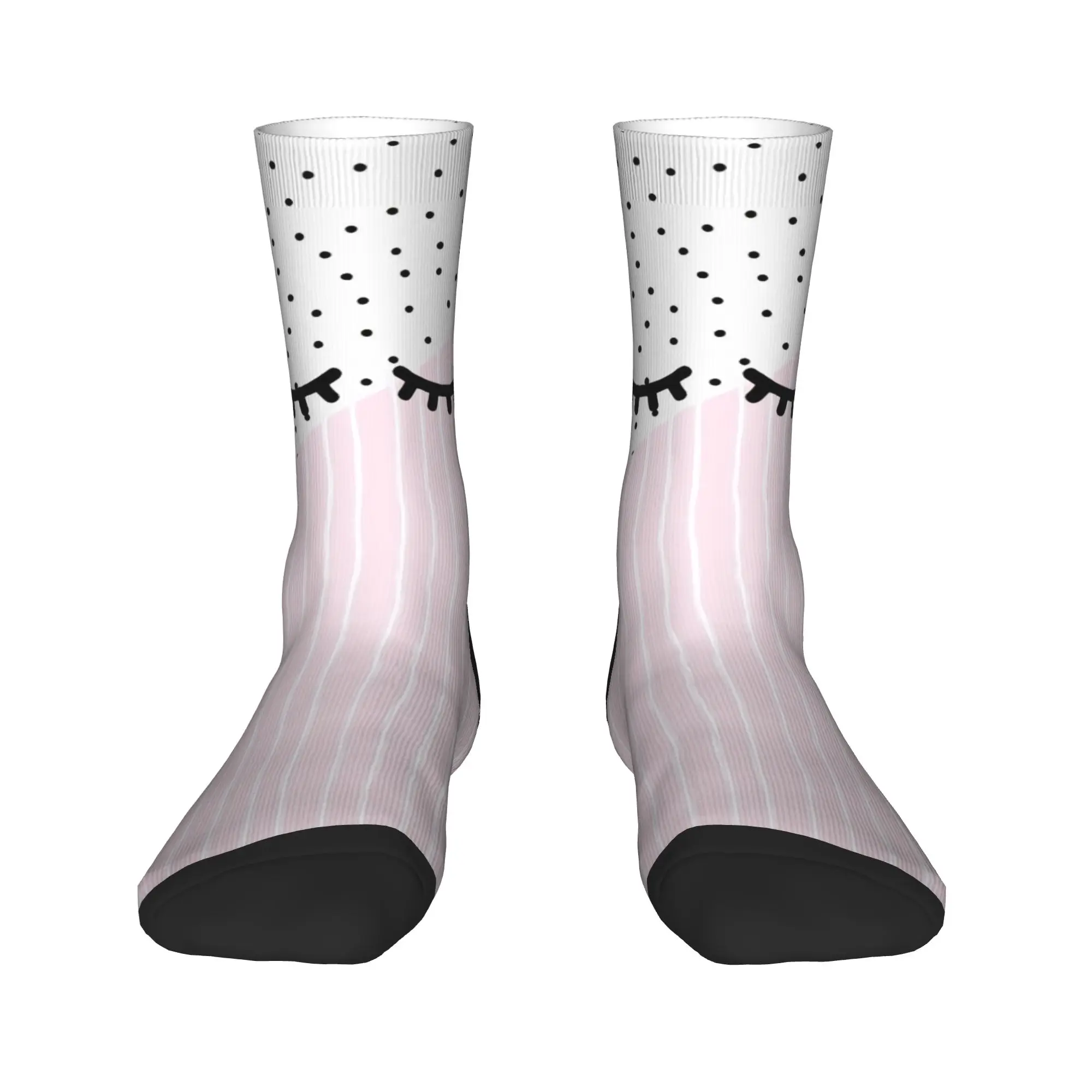 Autumn Winter Casual Women Men Closed Eyes Pattern Socks  Sweat Absorbing Skateboard Socks,