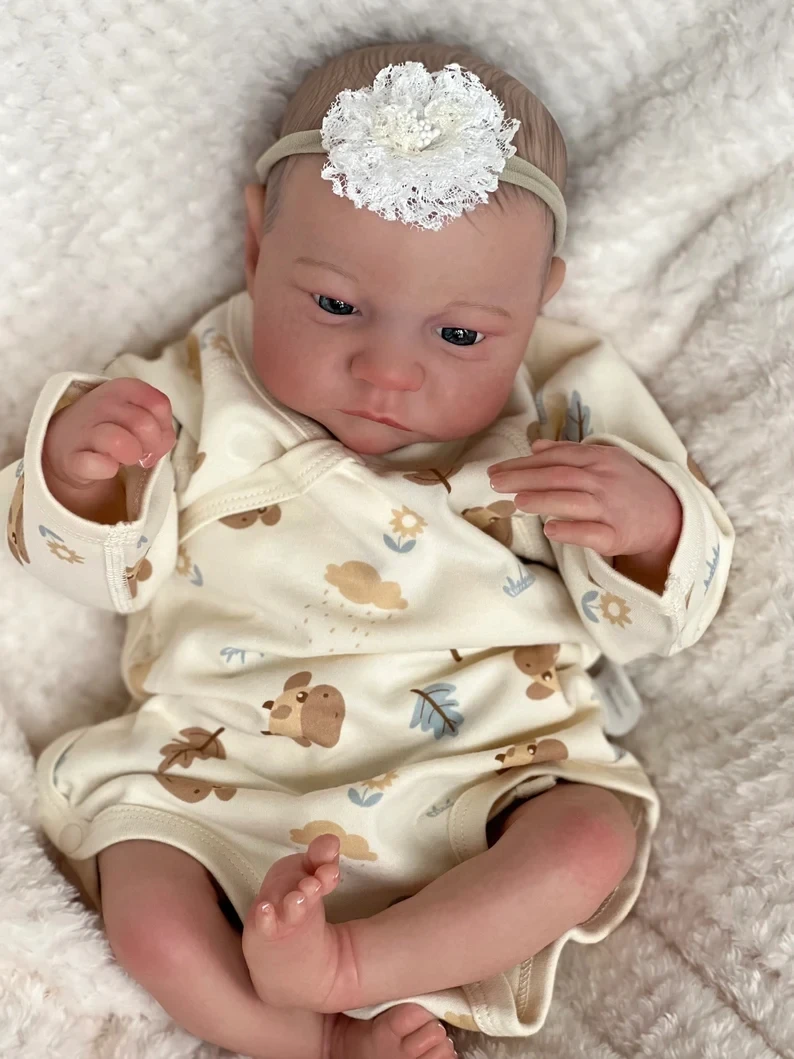 NPK 19 inch reborn babypop al geschilderd afgewerkt wakker pasgeboren baby maat 3D huid zichtbare aderen collectible kunstpop