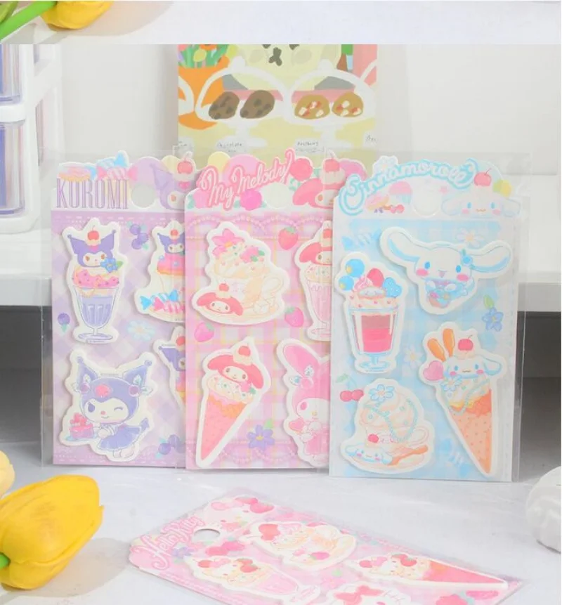 24pcs/lot Sanrio Melody Kuromi Memo Pad Cute Kitty Sticky Notes Stationery Label Notepad Planner Sticker Post School Supplies