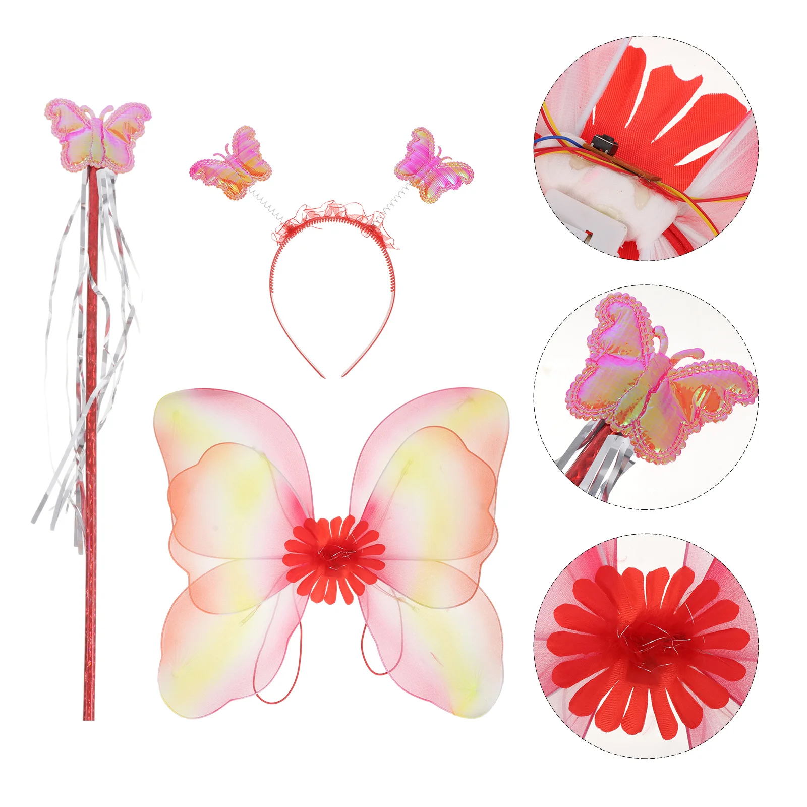 Déguisement féerique rouge brillant pour petites filles, Costumes de dessin animé pour enfants, fournitures de fête, décor Cosplay, 1 ensemble