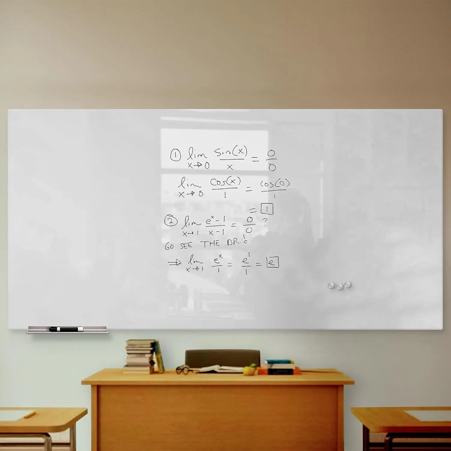 Magnetic Glass Dry Erase Board for Wall, (48