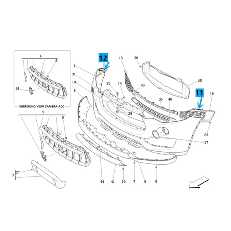 1Pair Front Bumper Bracket Mount Repair 670032916 670032915 For Maserati Levante 2017-2020 Headlamp Long Holder Clips