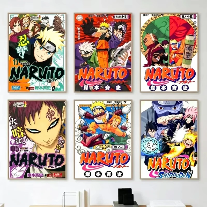 N-Naruto Anime Hot Blood Ninja Magazin-Cover Poster Leinwandgemälde für Zuhause Wohnzimmer Schlafzimmer Bar Café Wandkunst Dekoration – Detail 2