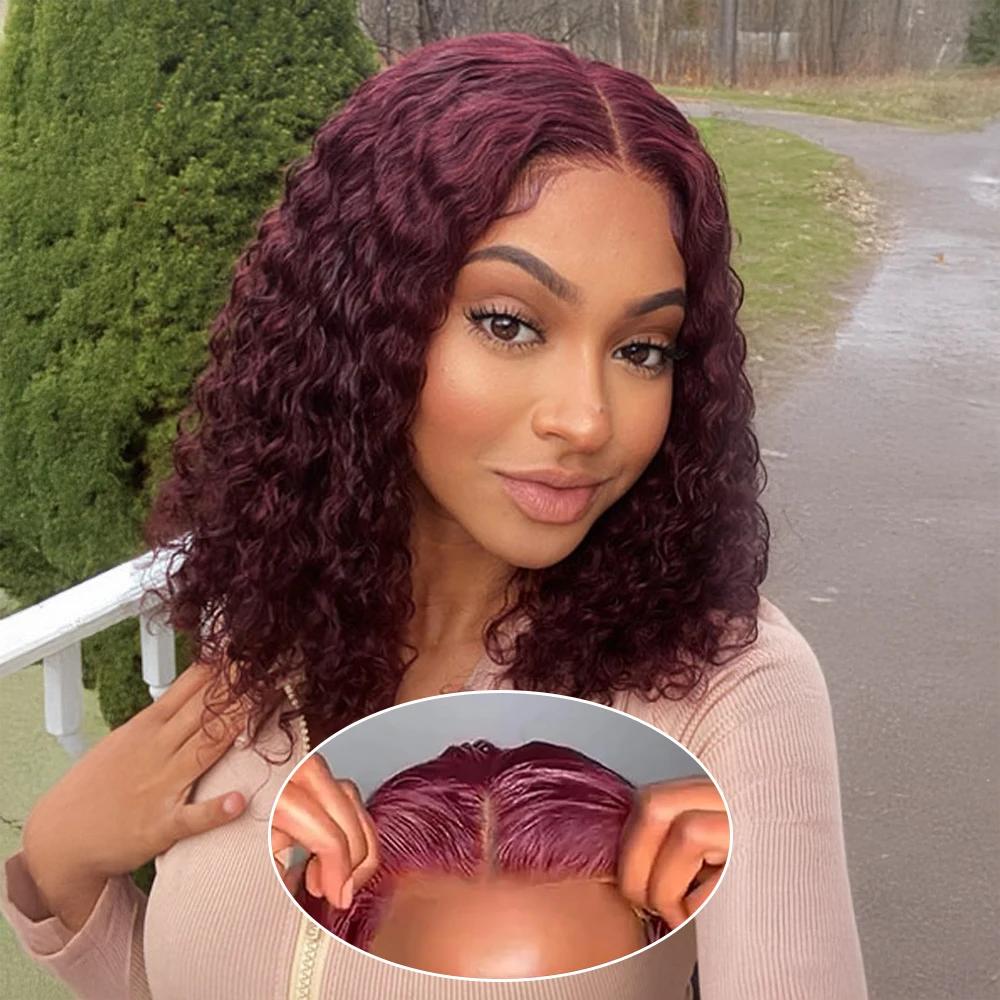 

Ready To Go Wig Bob Human Hair Glueless No Glue Wigs Brazilian Hair 99J Burgundy 13x4 Lace Frontal Wig Short Bob Wig
