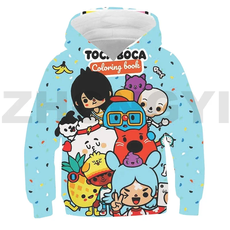 Fashion Children Game 3D Toca Life World Game Hoodie Teenager Anime Toca Boca Sweatshirt Oversized Pullover Kids Streetwear