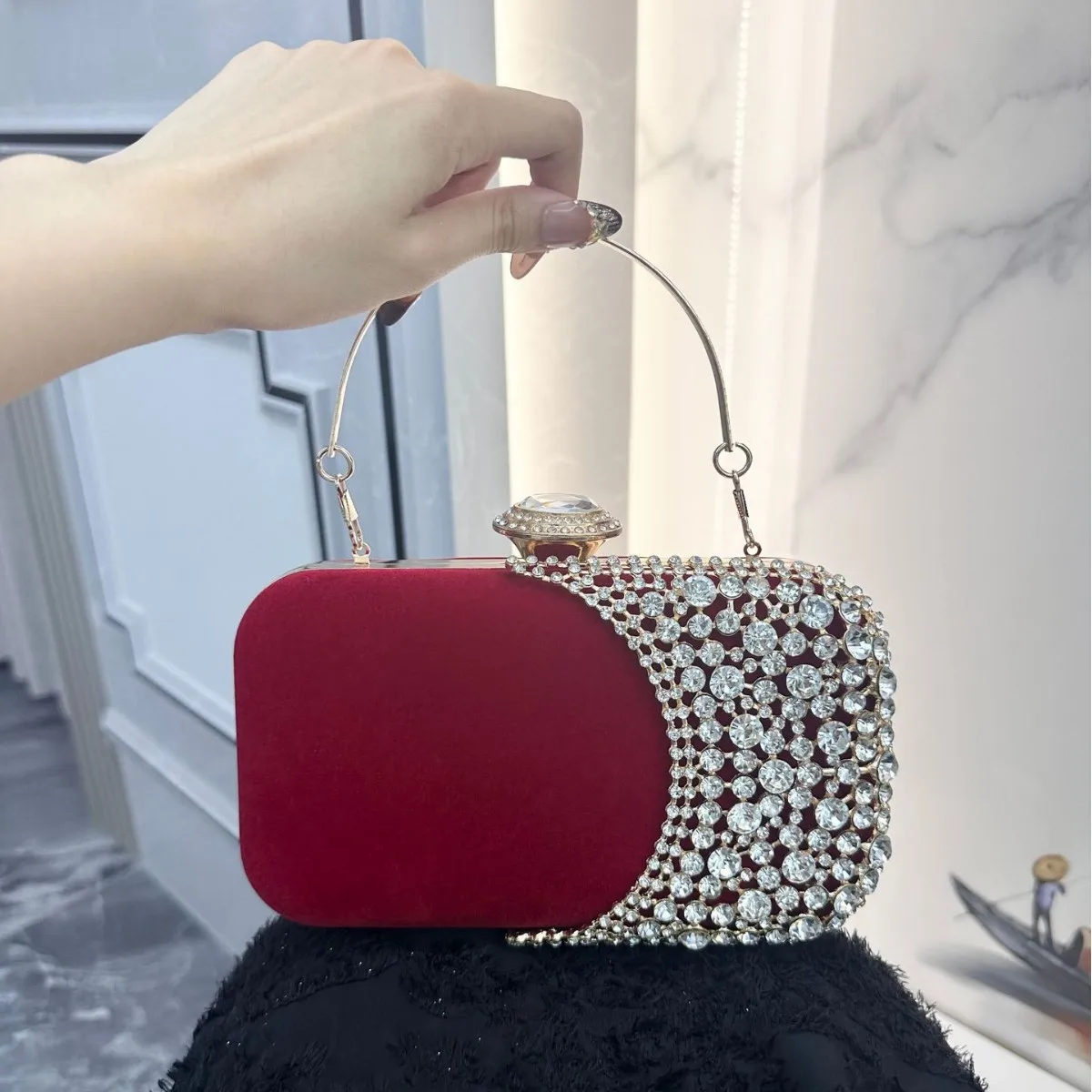 حقيبة يد مسائية مدمجة بالألماس الرجعية للنساء حقيبة يد Dr متعددة الاستخدامات Ele Par Accory Hard ell صغيرة الحجم #1