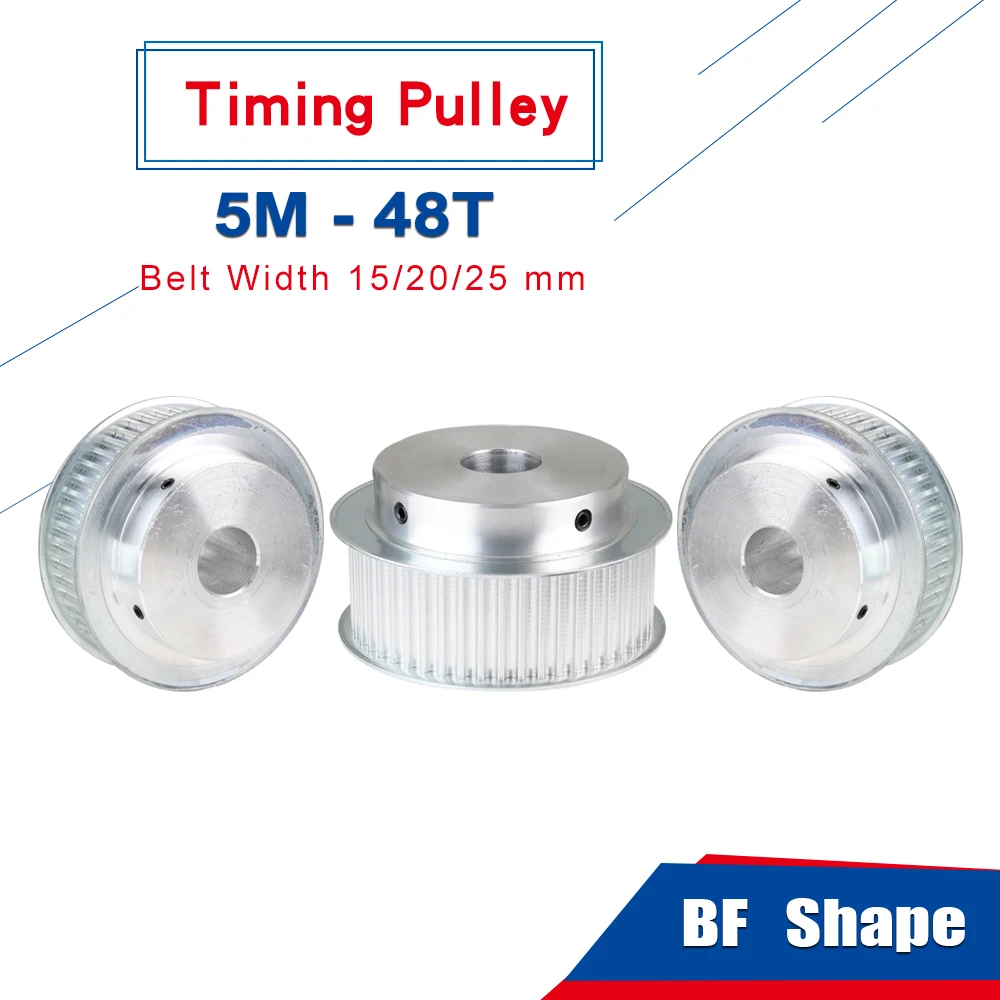 Alloy Pulley 5M-48T  Circular Arc Tooth Bore Size 12/14/15/16/17/19/20 mm Pulley Wheel  For 5M Rubber Belt Width 15/20/25 mm