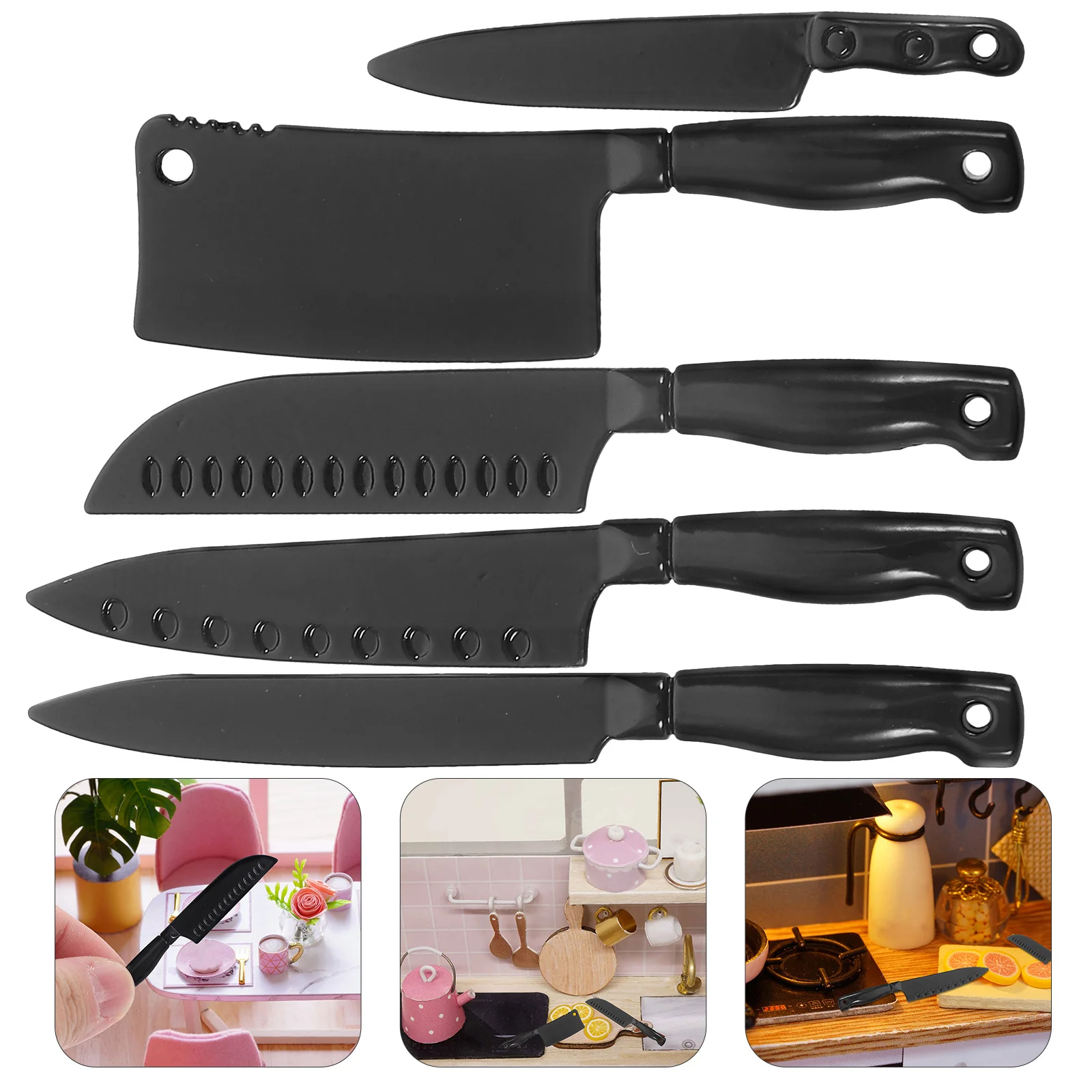 5 Pcs Kitchen Knife Combination Model Accessories Dollhouse Miniatures Toy Tiny Children’s Toys Small