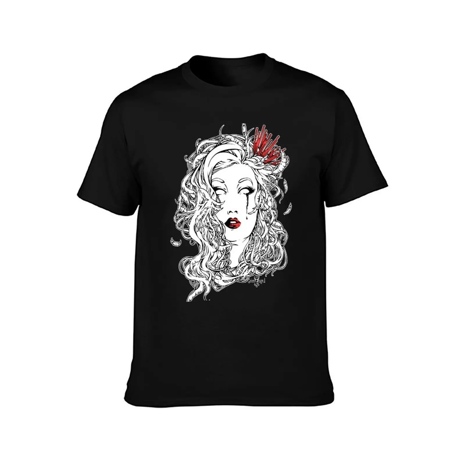 lucifer T-Shirt, Summer Casual Cotton Tee, Oversized Streetwear Tops, Vintage Graphic Print, Loose Fit Short Sleeve, 100% Cotton