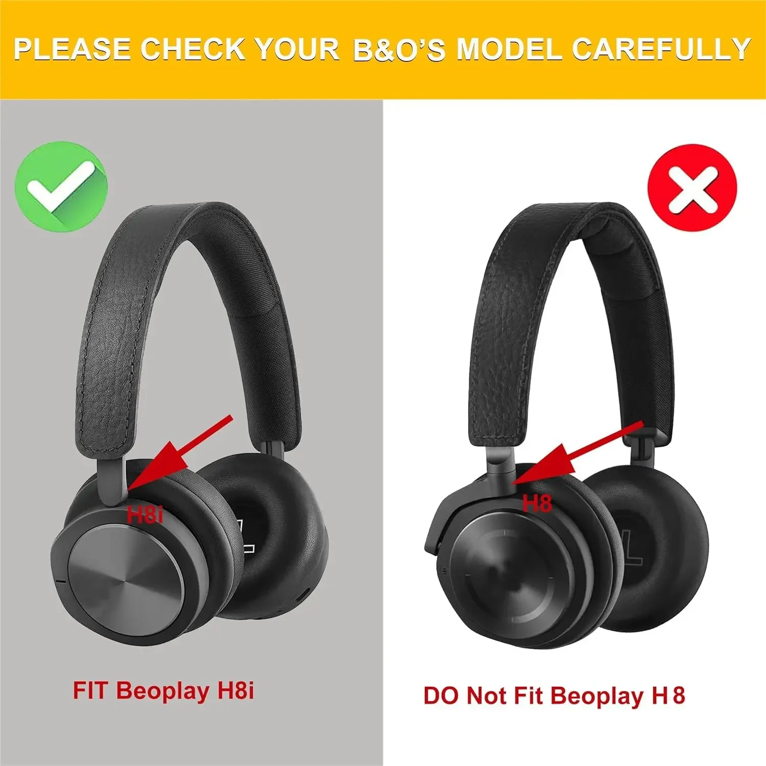 V-MOTA cuscinetti per le orecchie in pelle di pecora compatibili con i cuscini per le orecchie Bang & Olufsen Beoplay H8i, non si adattano al Beoplay H8 e ad altri modelli (1 paio)