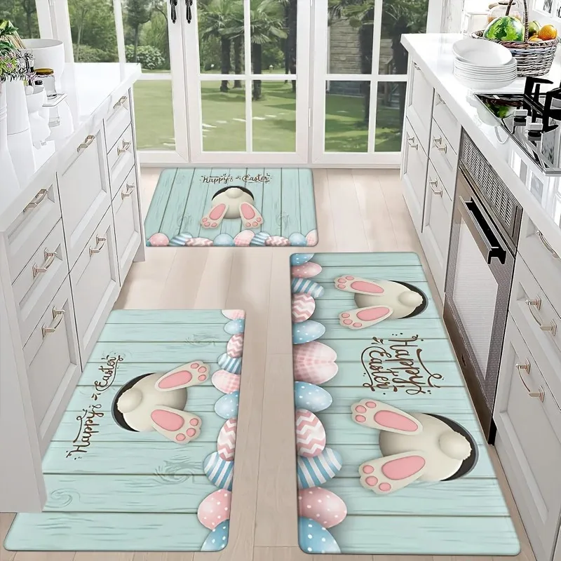 Osterhase Hintern Buntes Ei Holzmaserung Küchenmatte Home Decor Rutschfeste Flur Balkon Teppiche Badezimmer Eingang Fußmatte Dekor