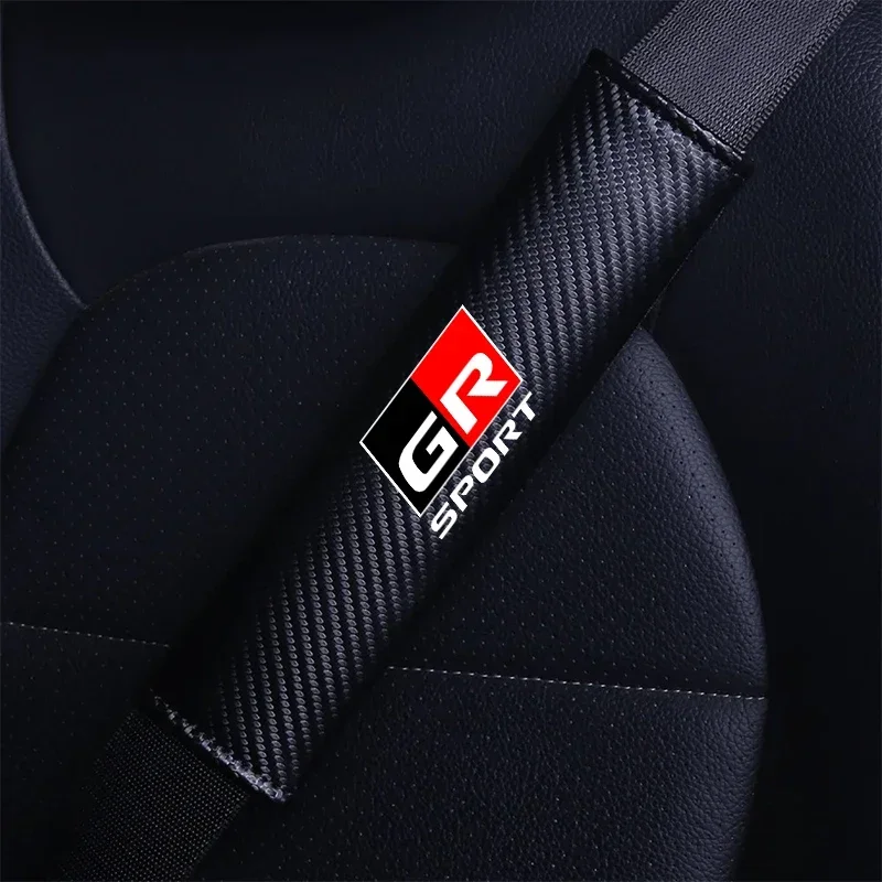 

2pcs Car Seat Belt Carbon Fiber Safety Belt Shoulder Cover Breathable Protection For Toyota GR Sport CHR Yaris Hilux Rav4 Supra