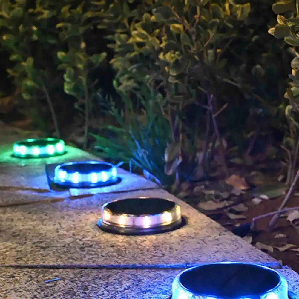 Luces de tierra alimentadas por energía Solar, paquete de 4 luces LED solares en el suelo, luz de paisaje para Patio, camino de césped