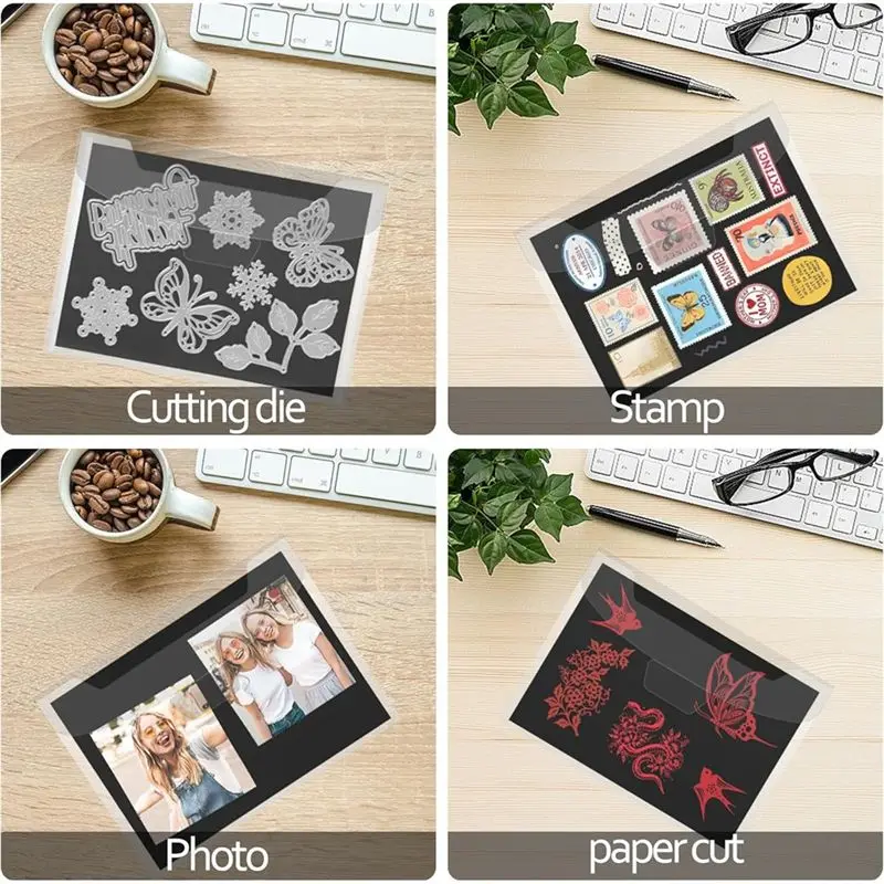 ABLQ 40 قطعة من أوراق التخزين المغناطيسية والجيوب-20 صفائح مغناطيسية مزدوجة الجوانب + 20 أكياس تخزين لقطع القوالب لصنع البطاقات #4