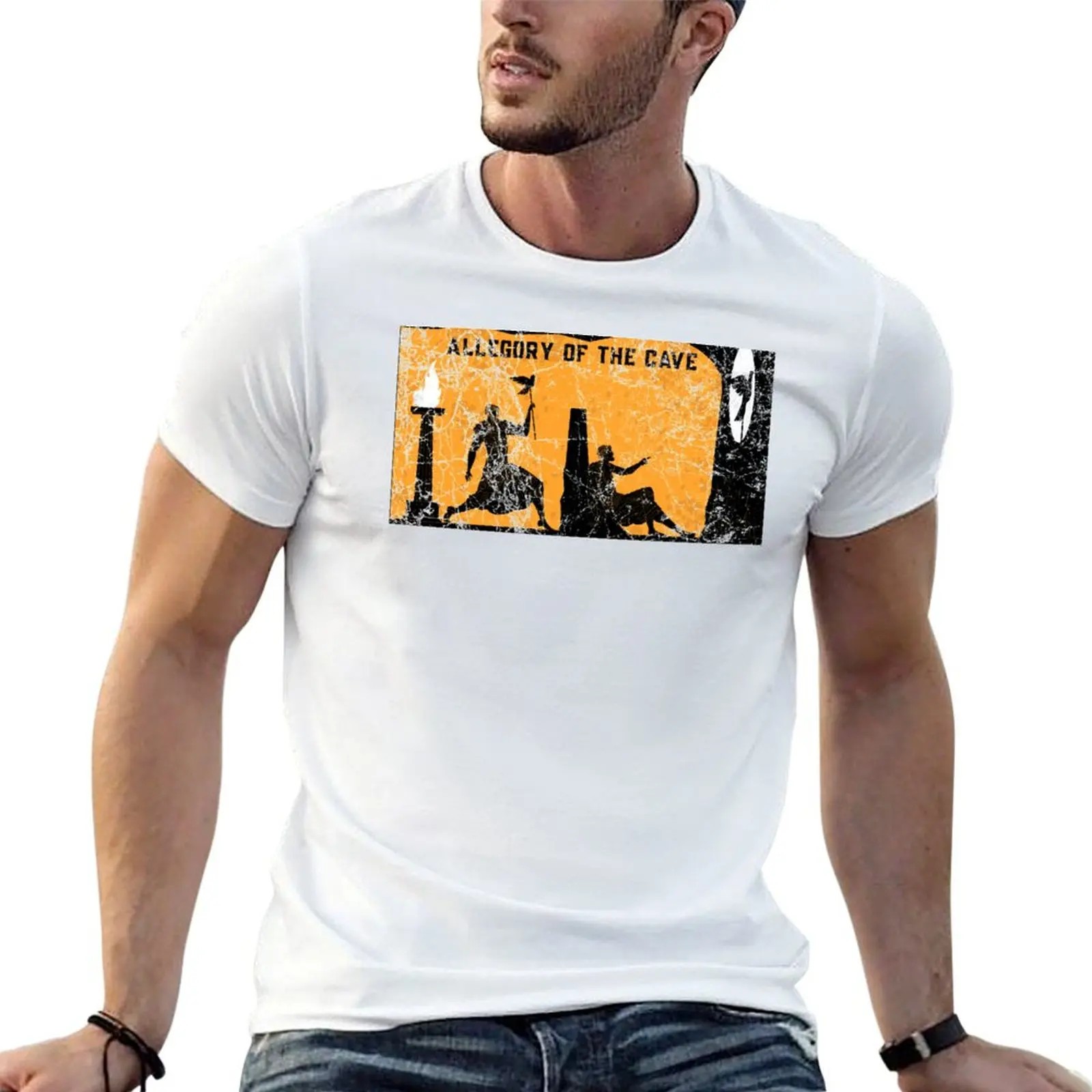 Camiseta Plato - Allegory Of The Cave, camiseta para hombre, camisetas 100% de algodón para hombre, camisetas gráficas de anime, camiseta de gran tamaño