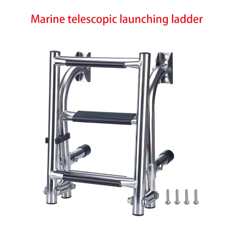 

3 Step Anti Slip Marine Dock Ladde Retractable Stainless Steel Folding Ladder for Yacht Speedboat Accessories 2+1 Step