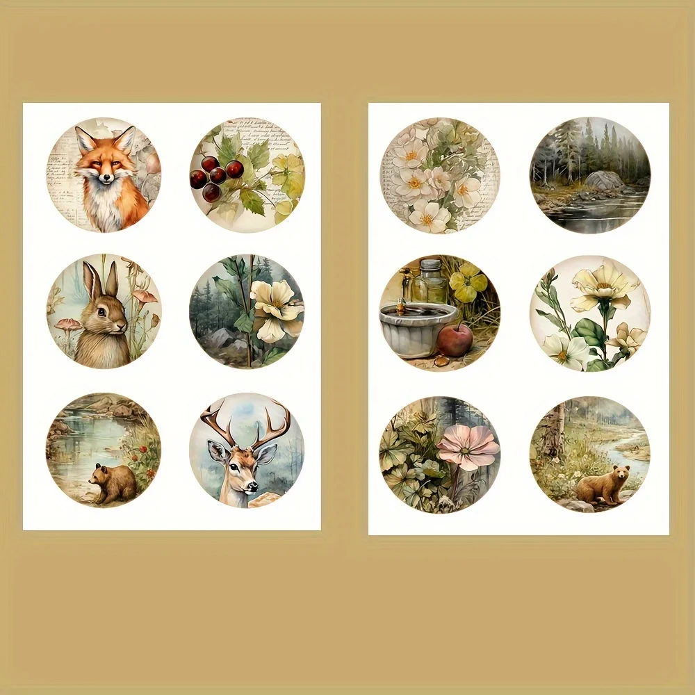 96pcs Animal Forest Theme DIY Self-adhesive Decorative Sticker,Perfect for DIY Crafts, Gift Wrapping, Scrapbooking Supplies