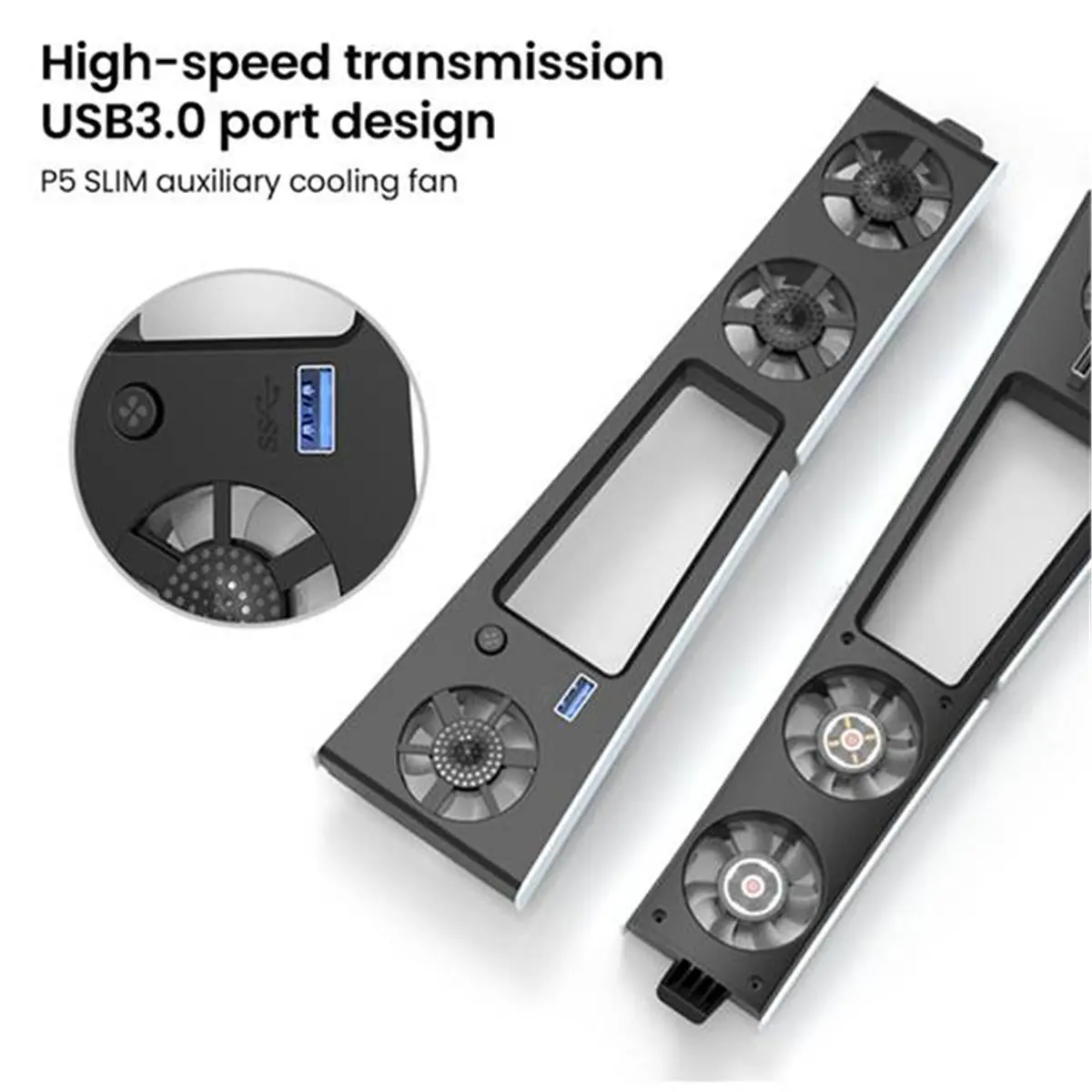 2026 New Gaming Cooler Fan Efficient Cooling System with LED Light Noise Reduction 3 Fans Cooling Game Accessories for Slim